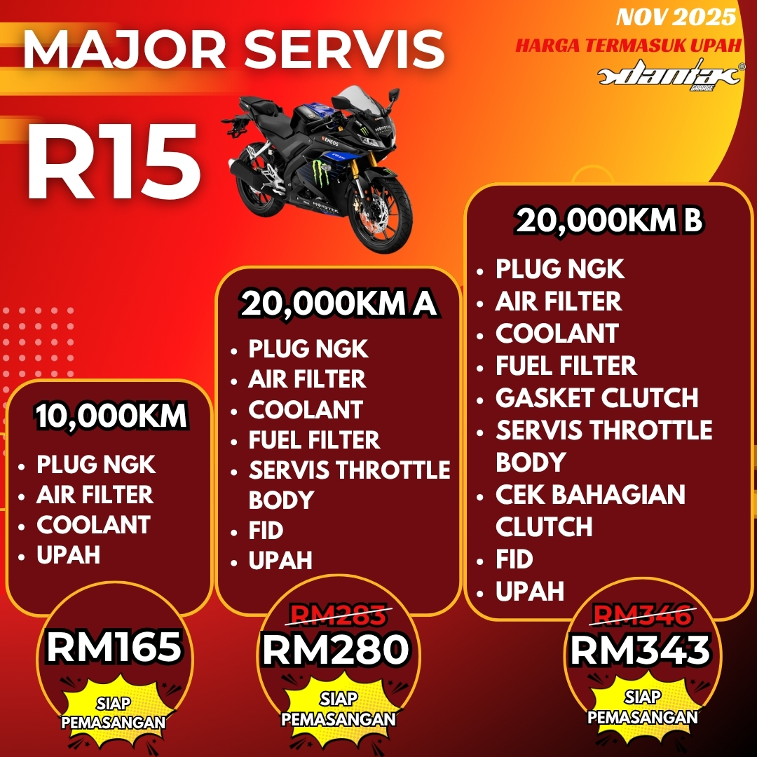 PAKEJ MAJOR SERVICE YAMAHA R15