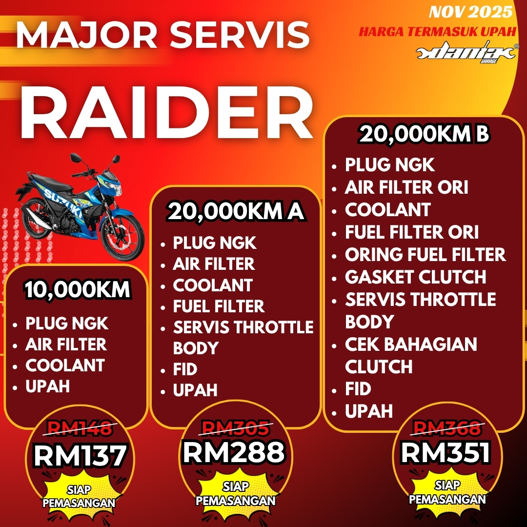 PAKEJ MAJOR SERVICE SUZUKI RIDER150